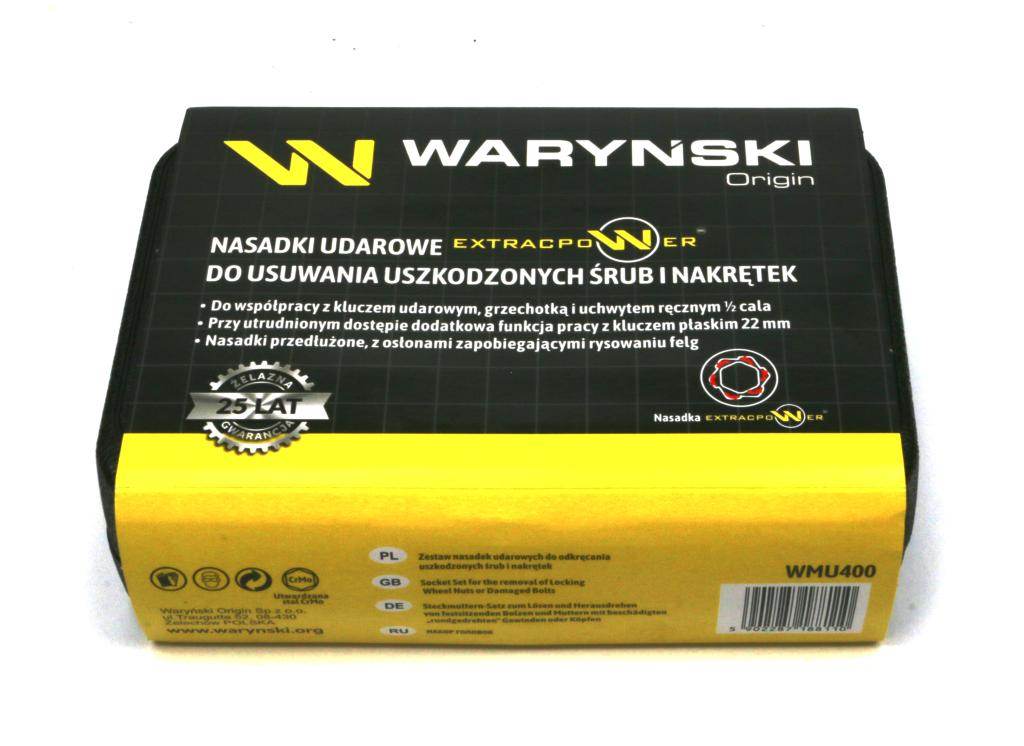 Zestaw nasadek udarowych 1/2 z uchwytem kluczowym do awaryjnego odkręcania 5 el waryński Zestaw nasadek udarowych 1/2 z uchwytem kluczowym do awaryjnego odkręcania 5 el waryński - obrazek 2