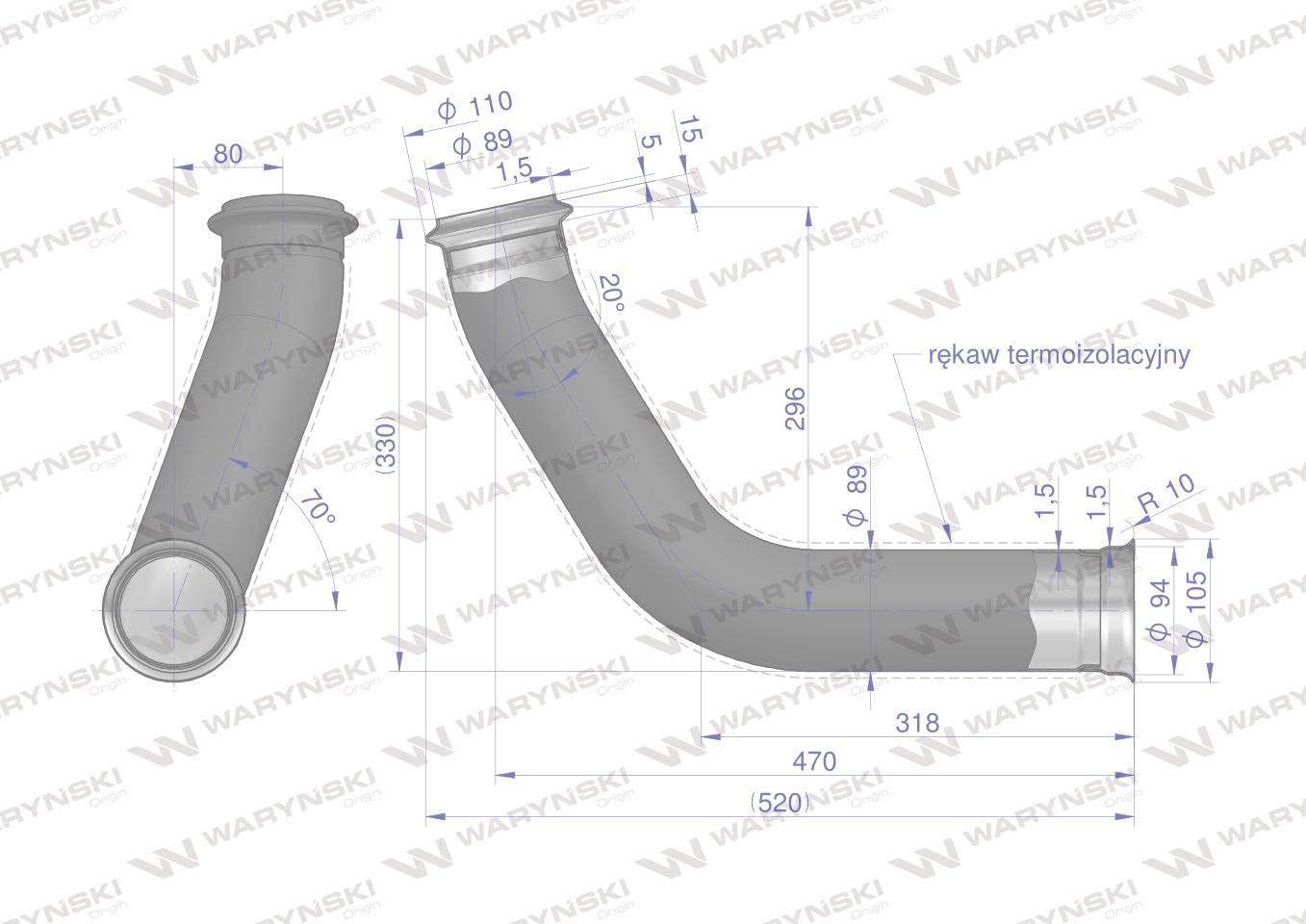 Kolano tłumika z termoizolacją re175775 waryński Kolano tłumika z termoizolacją re175775 waryński - obrazek 2