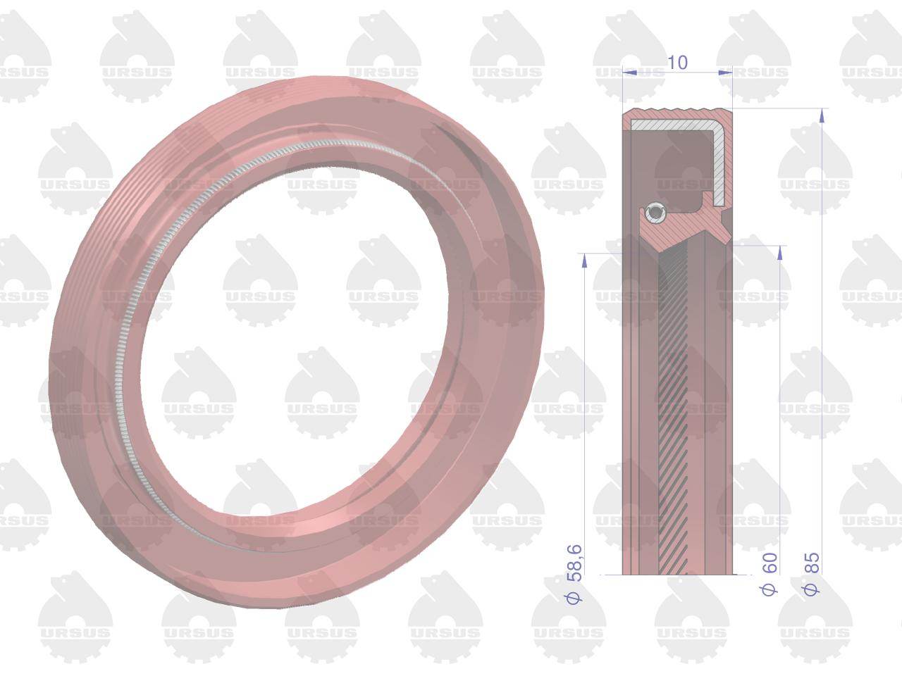 Pierścień uszczelniający uszczelniacz wału korbowego przedni fluoroelastomer c-330 oryginał ursus Pierścień uszczelniający uszczelniacz wału korbowego przedni fluoroelastomer c-330 oryginał ursus - obrazek 3