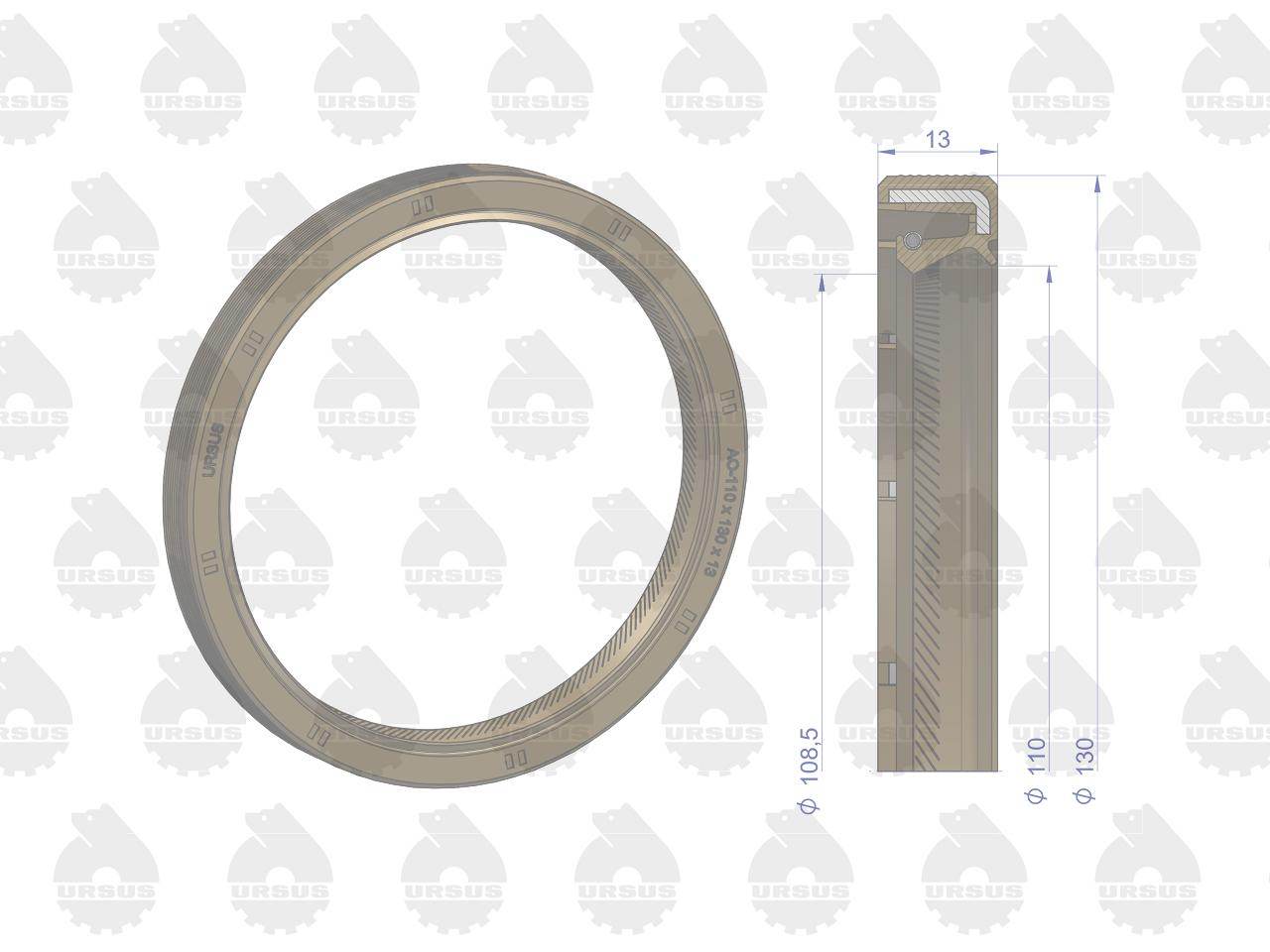 Pierścień uszczelniający uszczelniacz wału korbowego tylny 110x130x13 fluoroelastomer c-385 oryginał ursus Pierścień uszczelniający uszczelniacz wału korbowego tylny 110x130x13 fluoroelastomer c-385 oryginał ursus - obrazek 3