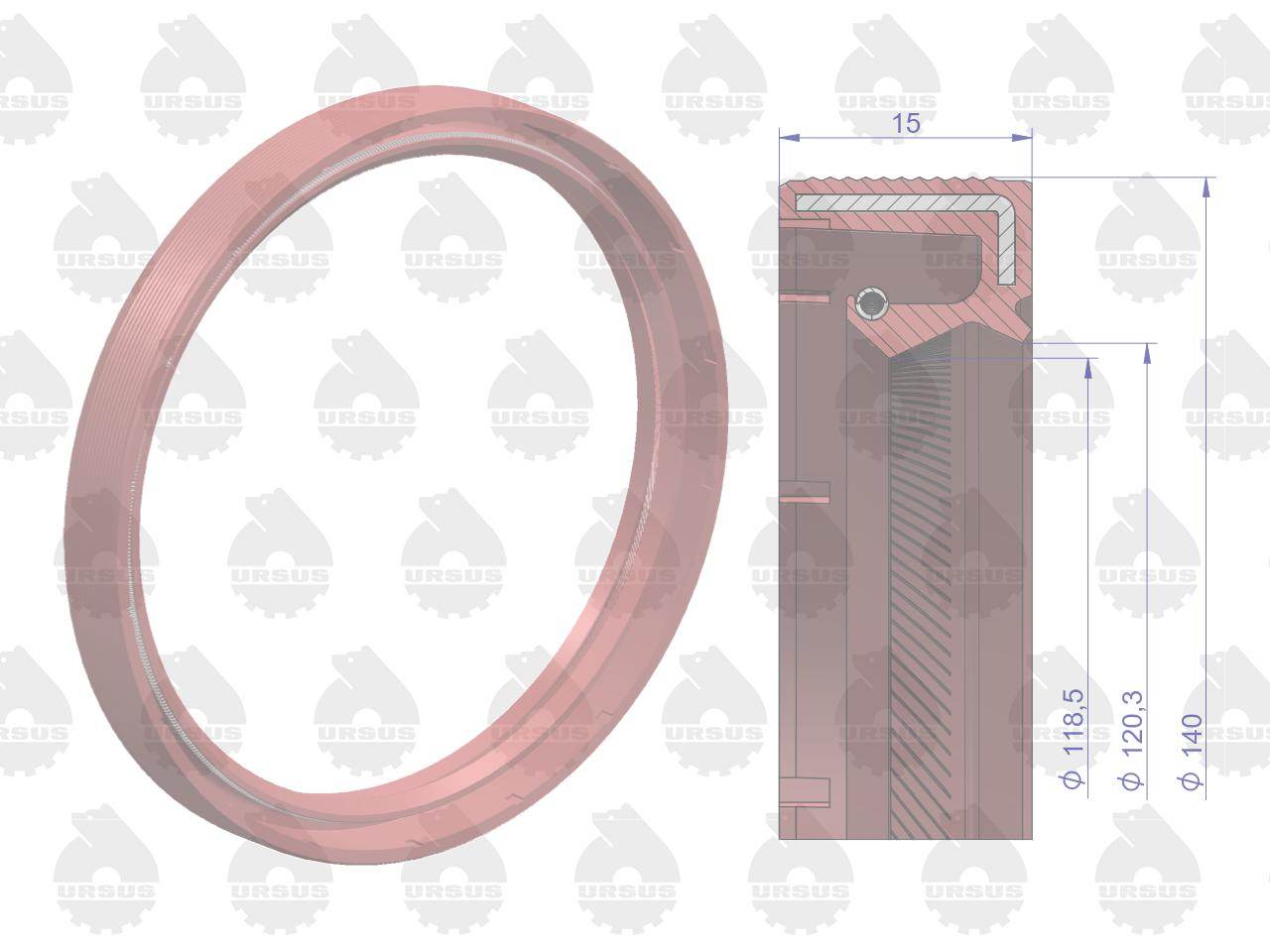 Pierścień uszczelniający uszczelniacz wału korbowego tylny 120x140x15 zetor fluoroelastomer c-360 oryginał ursus Pierścień uszczelniający uszczelniacz wału korbowego tylny 120x140x15 zetor fluoroelastomer c-360 oryginał ursus - obrazek 3