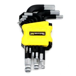 Zestaw kluczy hex 1.5-10mm ze stali s2 9el w uchwycie waryński