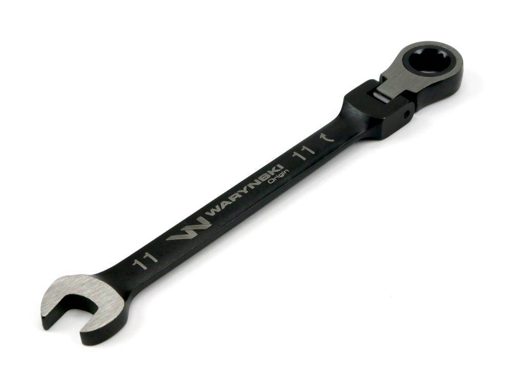 Klucz płasko-oczkowy 11mm z grzechotką 72 zęby i przegubem waryński