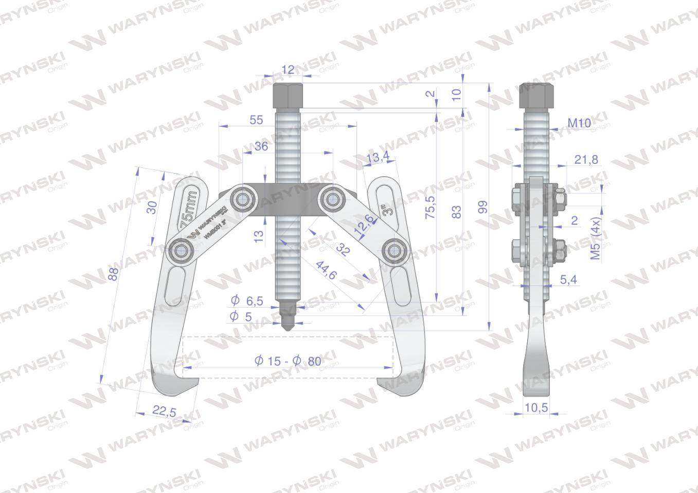 Ściągacz do łożysk dwuramienny 15-80 waryński Ściągacz do łożysk dwuramienny 15-80 waryński - obrazek 3