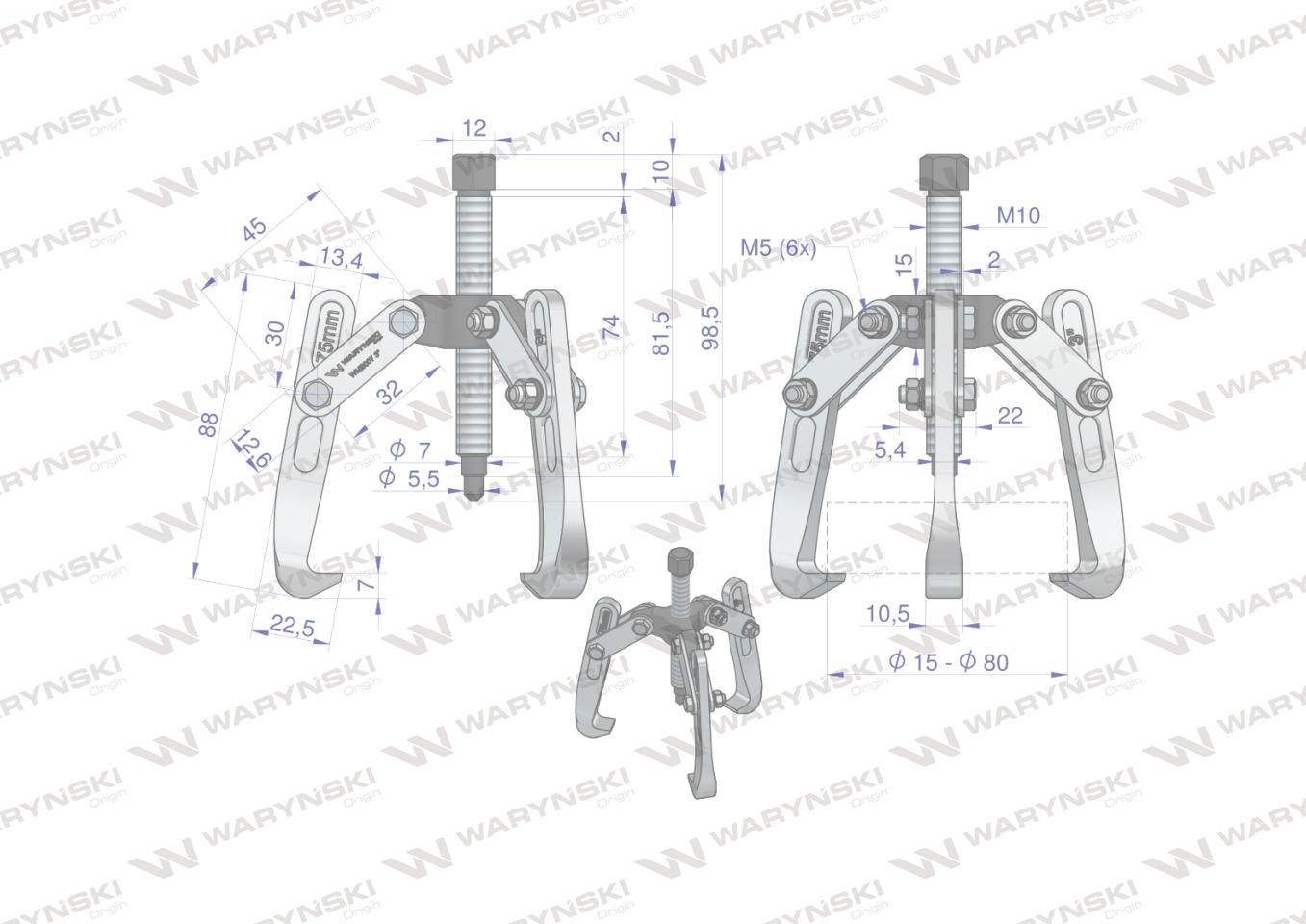 Ściągacz do łożysk trójramienny 15-80 waryński Ściągacz do łożysk trójramienny 15-80 waryński - obrazek 3