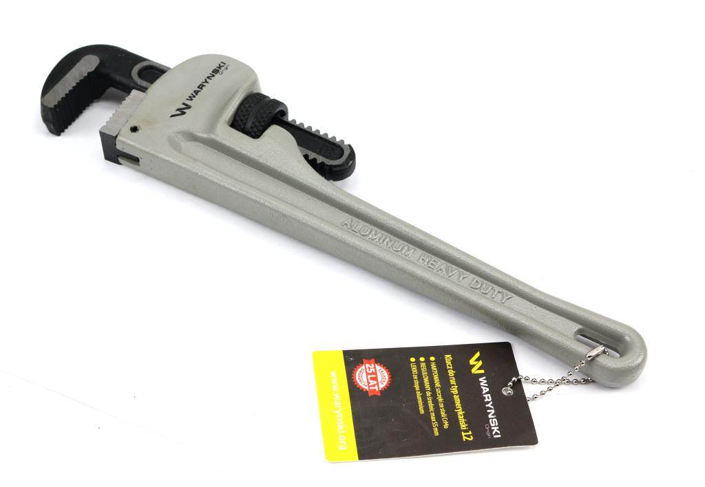 Klucz do rur typ amerykański 12" uchwyt aluminium wzmocniony szczęki crmo max średnica waryński