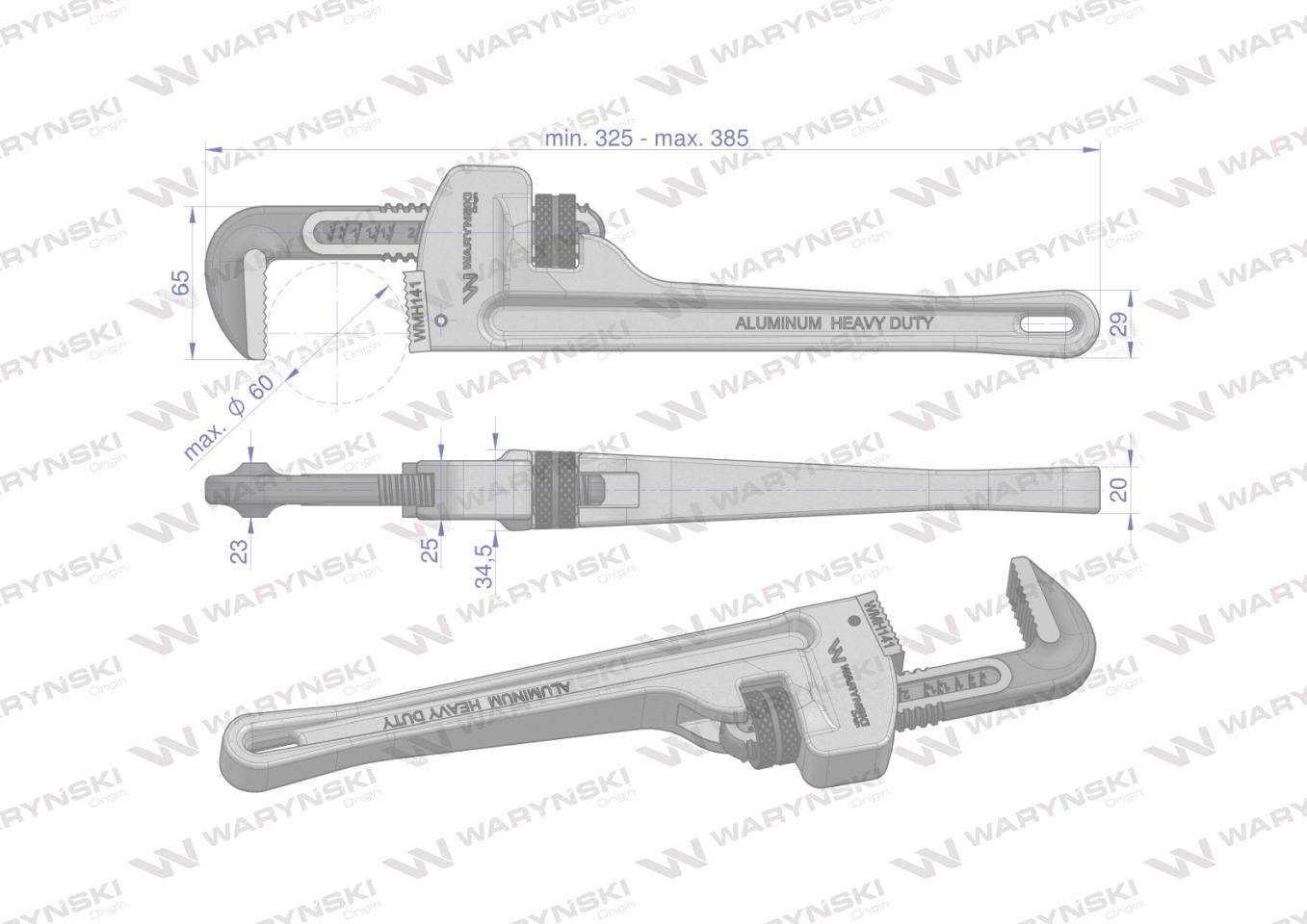Klucz do rur typ amerykański 14" uchwyt aluminium wzmocniony szczęki crmo max średnica waryński Klucz do rur typ amerykański 14" uchwyt aluminium wzmocniony szczęki crmo max średnica waryński - obrazek 3