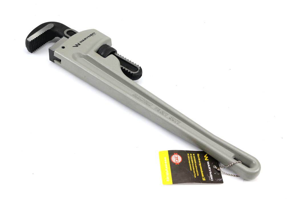 Klucz do rur typ amerykański 18" uchwyt aluminium wzmocniony szczęki crmo max średnica waryński