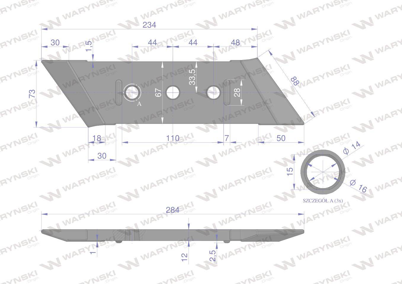 Dłuto nakładka lemiesza lewe vis/34 xl unia pług napawane waryński Dłuto nakładka lemiesza lewe vis/34 xl unia pług napawane waryński - obrazek 2