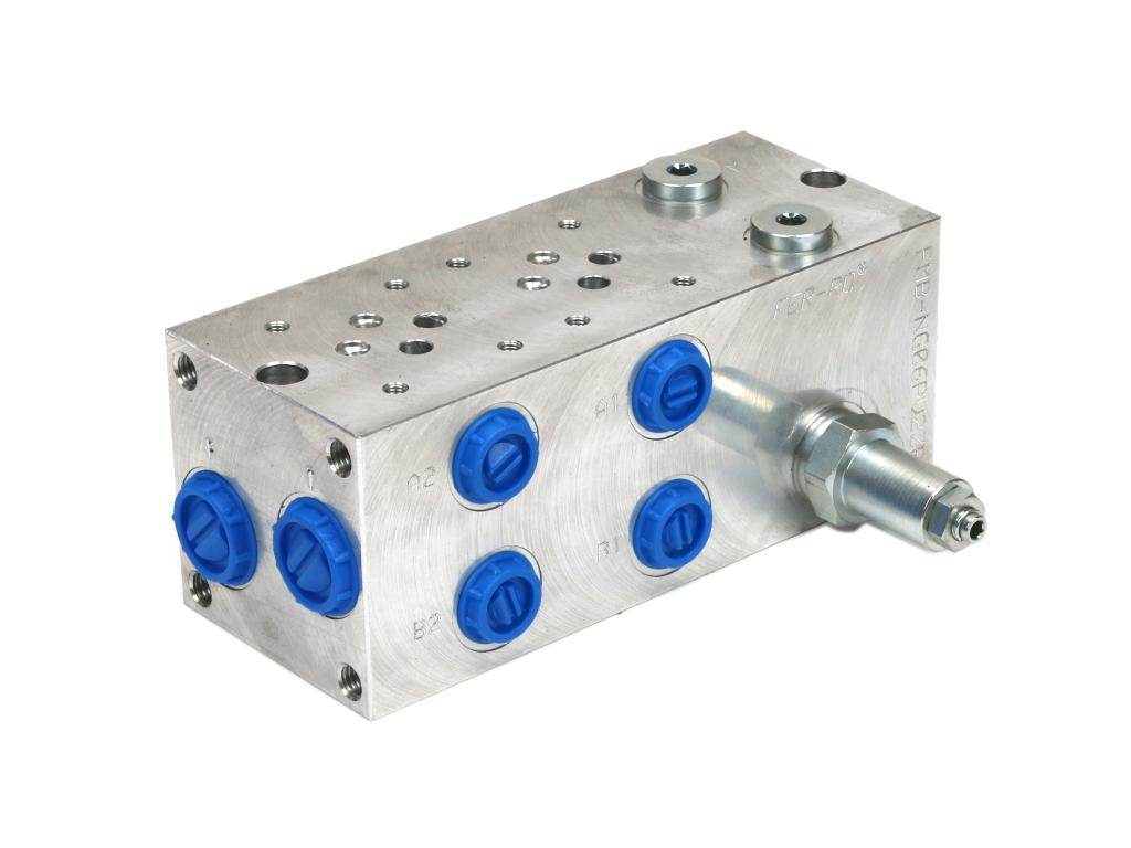 Płyta ng6 cetop3 2-sekcyjna z zaworem przelewowym 50-380 bar do elektrozaworów dl3 i ds3