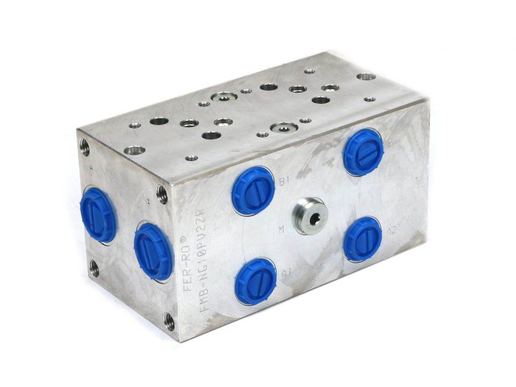 Płyta ng10 cetop 5- 2 sekcyjna z zaworem przelewowym 50-380 bar do elektrozaworów dl5