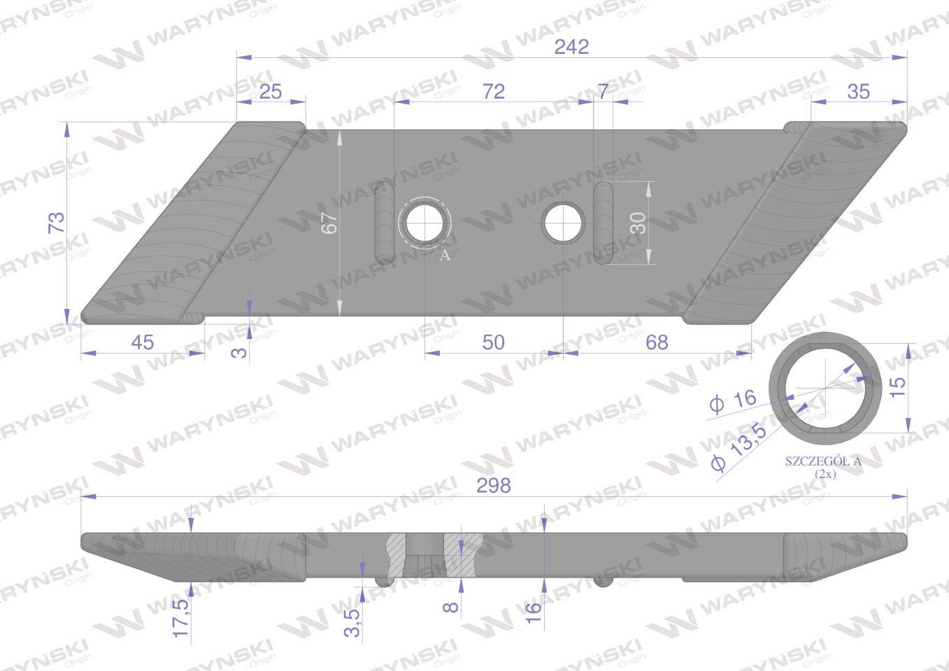 Dłuto nakładka lemiesza obracalna prawa zamiennik vogel&noot pk801101 pług stal borowa napawane waryński Dłuto nakładka lemiesza obracalna prawa zamiennik vogel&noot pk801101 pług stal borowa napawane waryński - obrazek 2