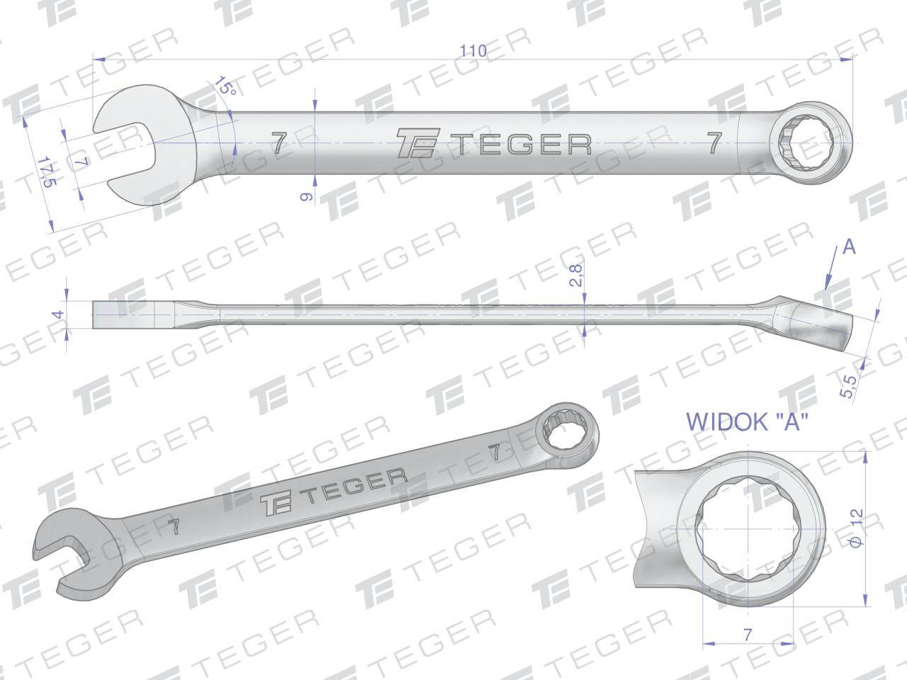 Klucz płasko-oczkowy 7mm teger Klucz płasko-oczkowy 7mm teger - obrazek 3
