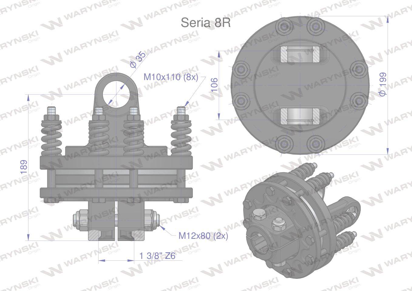 Sprzęgło cierne wału seria 8r 1700nm 1 3/8 z6 waryński Sprzęgło cierne wału seria 8r 1700nm 1 3/8 z6 waryński - obrazek 3