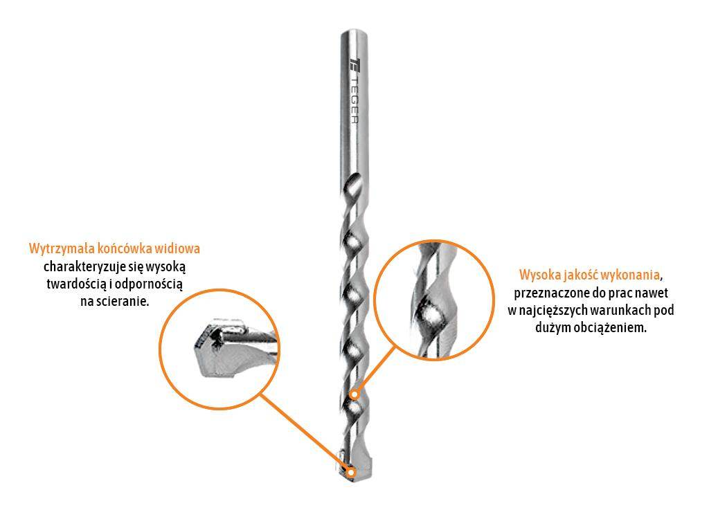 Wiertło do betonu widiowe standard 8x120mm teger Wiertło do betonu widiowe standard 8x120mm teger - obrazek 2