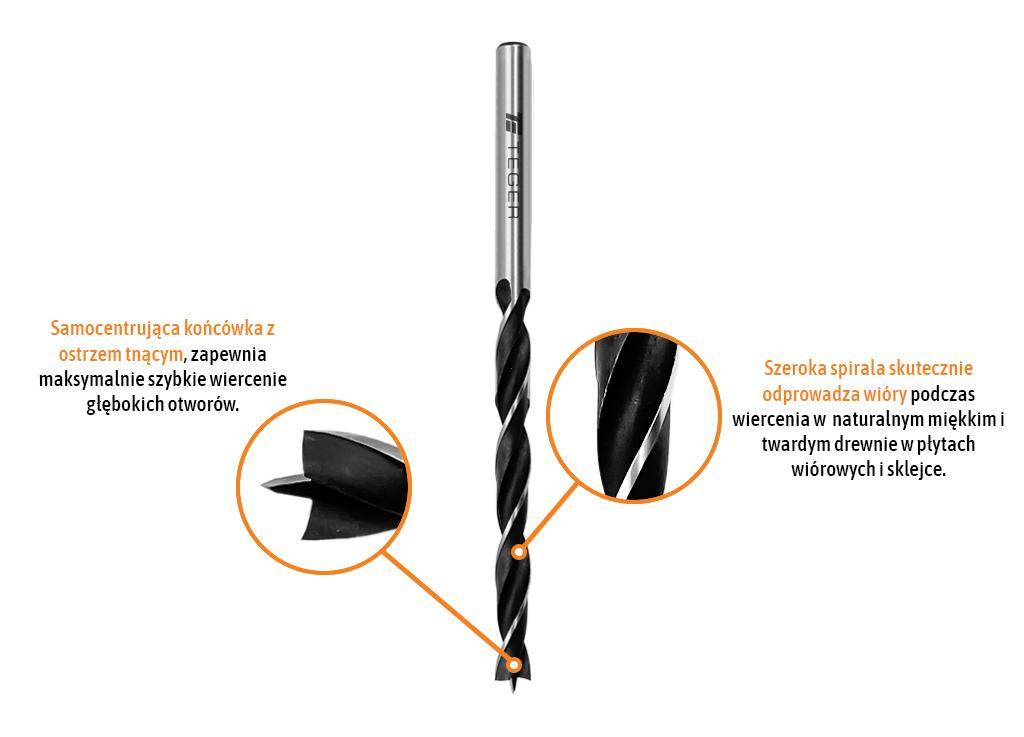 Wiertło do drewna krawędziowe spiralne 14x151mm teger Wiertło do drewna krawędziowe spiralne 14x151mm teger - obrazek 2