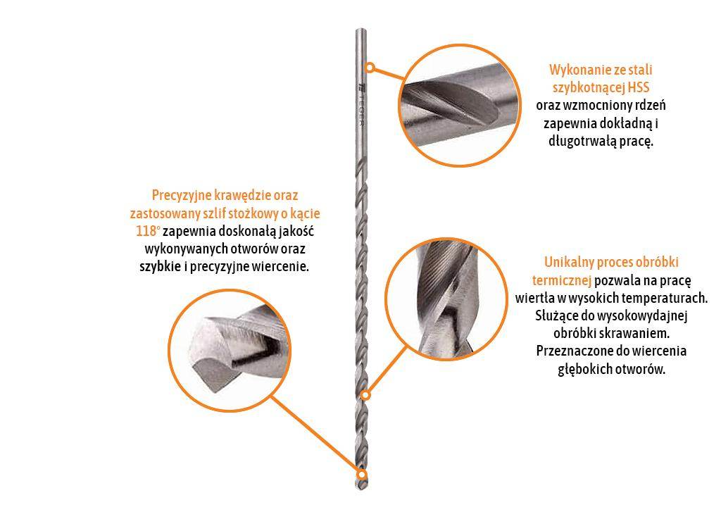 Wiertło do metalu hss długie din 1869 10.0/265mm teger Wiertło do metalu hss długie din 1869 10.0/265mm teger - obrazek 2