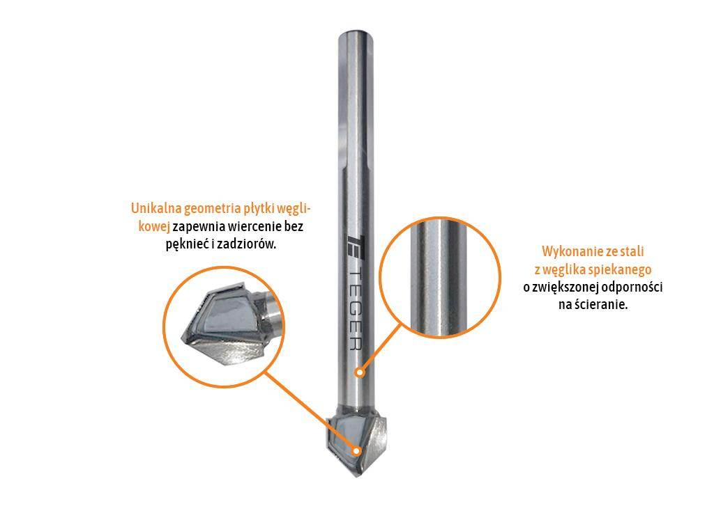 Wiertło do szkła i glazury 16x100mm teger Wiertło do szkła i glazury 16x100mm teger - obrazek 2