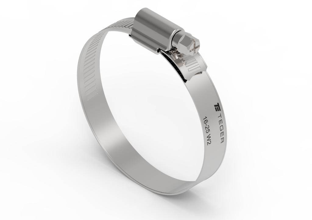 Opaska zaciskowa wzmocniona 16-25 ślimakowa obejma w2 stal nierdzewna szerkość 12mm teger 50szt