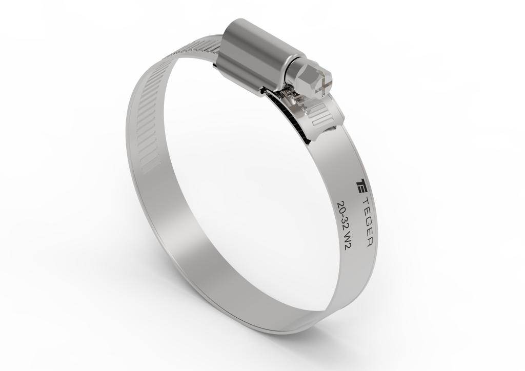 Opaska zaciskowa wzmocniona 20-32 ślimakowa obejma w2 stal nierdzewna szerkość 12mm teger 50szt