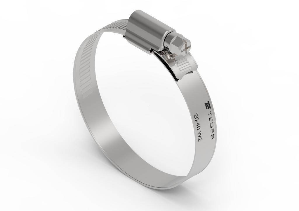 Opaska zaciskowa wzmocniona 25-40 ślimakowa obejma w2 stal nierdzewna szerkość 12mm teger 50szt