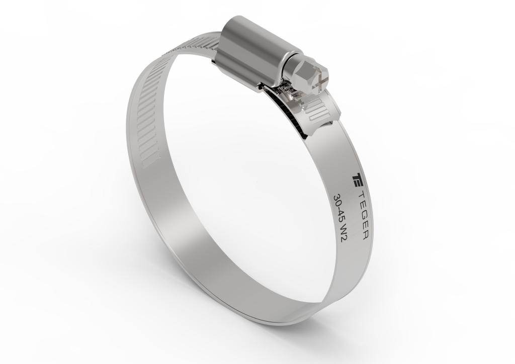 Opaska zaciskowa wzmocniona 30-45 ślimakowa obejma w2 stal nierdzewna szerkość 12mm teger 50szt
