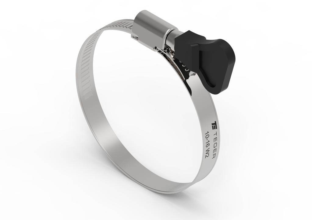 Opaska zaciskowa z pokrętłem 10-16 ślimakowa obejma w2 stal nierdzewna szerkość 9mm teger 50szt