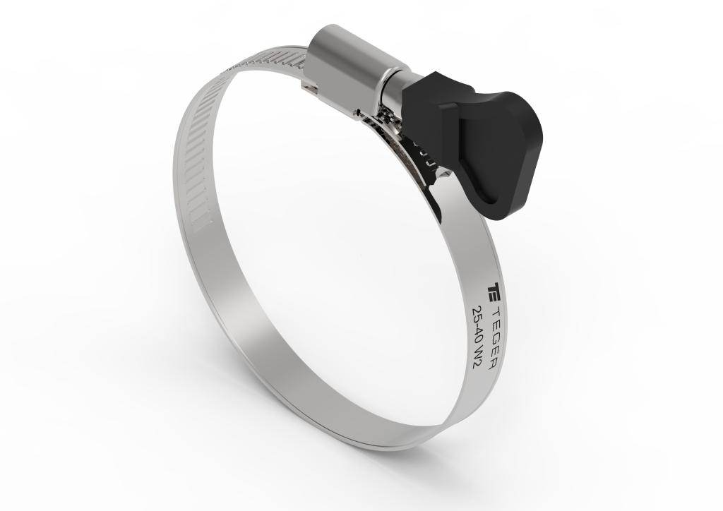 Opaska zaciskowa z pokrętłem 25-40 ślimakowa obejma w2 stal nierdzewna szerkość 9mm teger 50szt