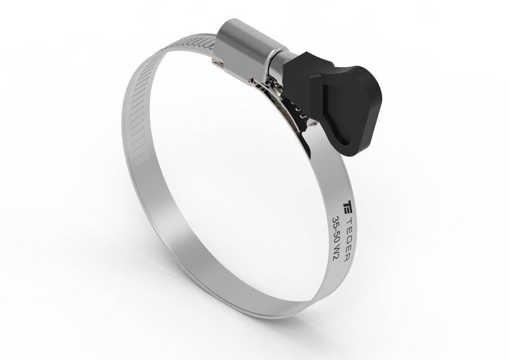Opaska zaciskowa z pokrętłem 35-50 32-50 ślimakowa obejma w2 stal nierdzewna szerkość 9mm teger 50szt
