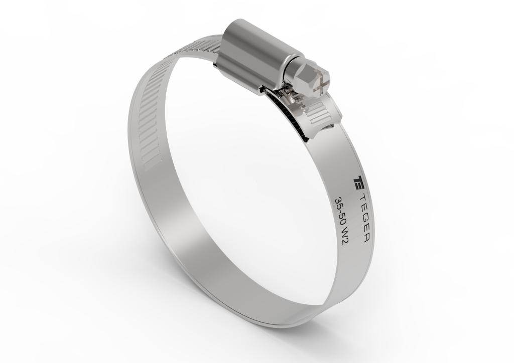 Opaska zaciskowa wzmocniona 35-50 32-50 ślimakowa obejma w2 stal nierdzewna szerkość 12mm blister teger 6szt
