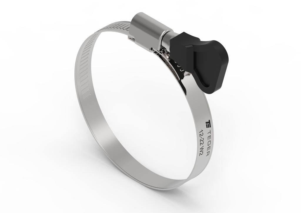 Opaska zaciskowa z pokrętłem 12-22 ślimakowa obejma w2 stal nierdzewna szerkość 9mm blister teger 15szt