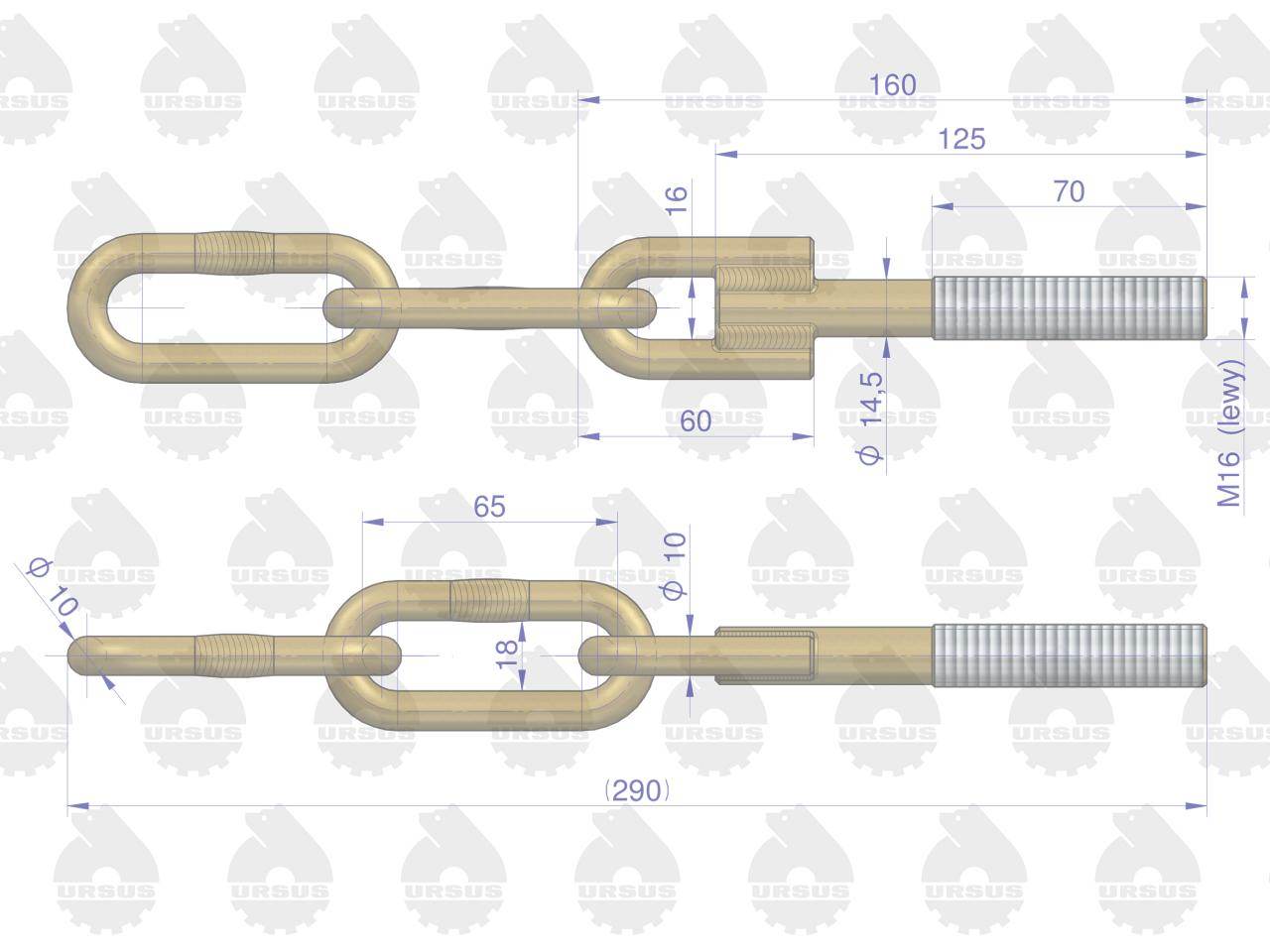 Główka tylna łańcucha bocznego c-330 oryginał ursus Główka tylna łańcucha bocznego c-330 oryginał ursus - obrazek 2