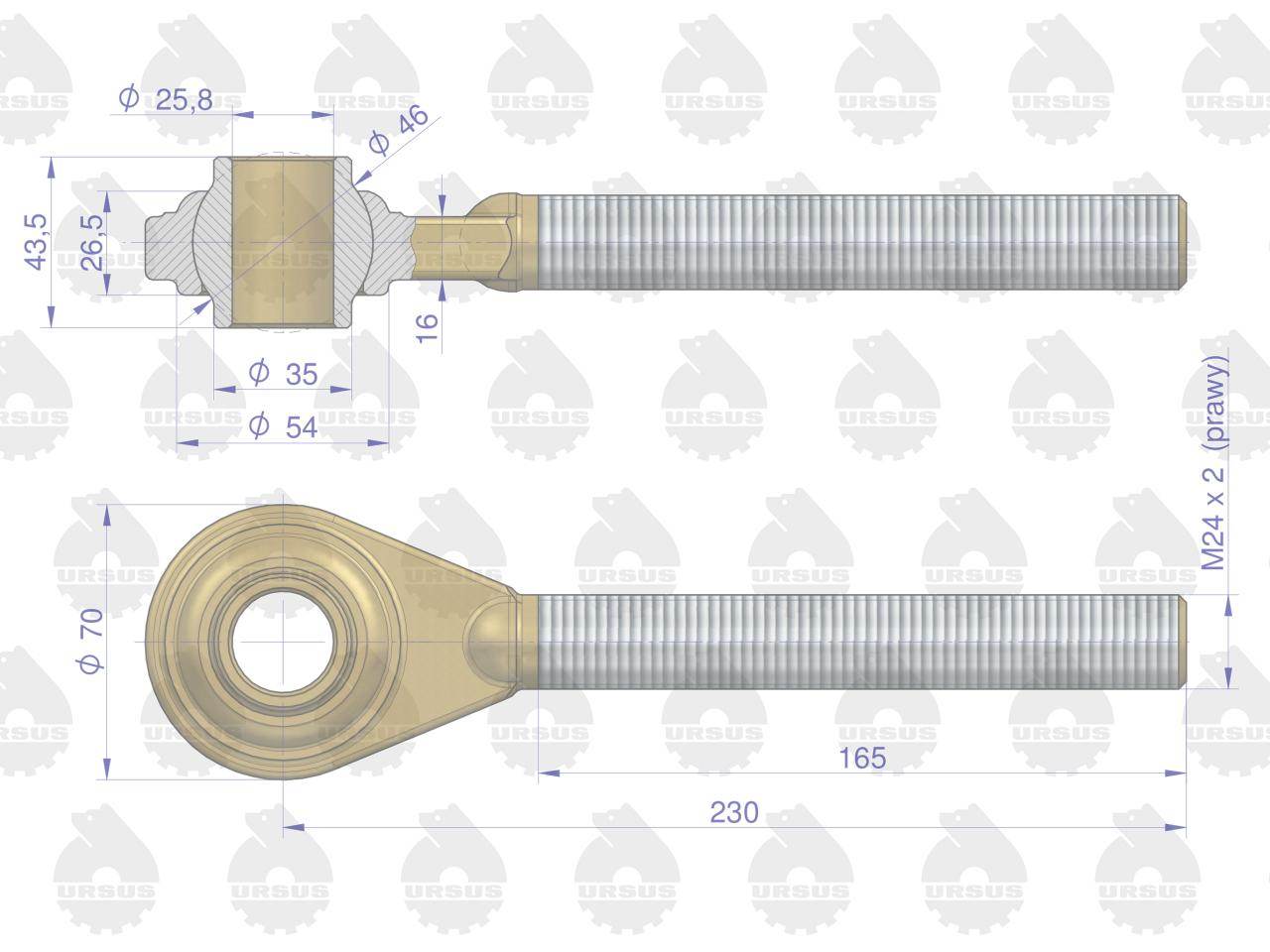 Główka łącznika centralnego prawa c-360 oryginał ursus Główka łącznika centralnego prawa c-360 oryginał ursus - obrazek 2