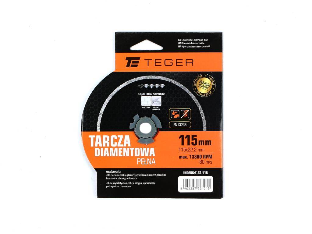 Tarcza diamentowa do cięcia na mokro pełna 115x22.23mm teger Tarcza diamentowa do cięcia na mokro pełna 115x22.23mm teger - obrazek 2