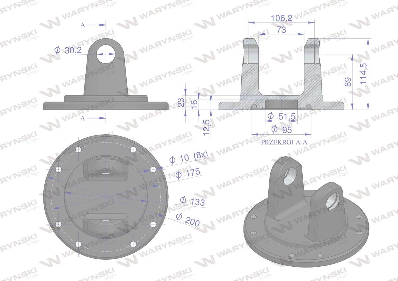 Kołnierz z widełkami 30.2x106 seria 7r waryński Kołnierz z widełkami 30.2x106 seria 7r waryński - obrazek 2