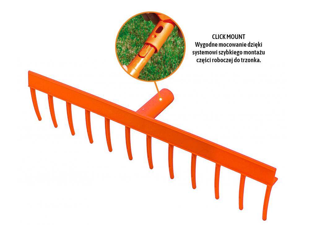 Grabie plastikowe uniwersalne 12 zębne mocowanie click teger Grabie plastikowe uniwersalne 12 zębne mocowanie click teger - obrazek 2