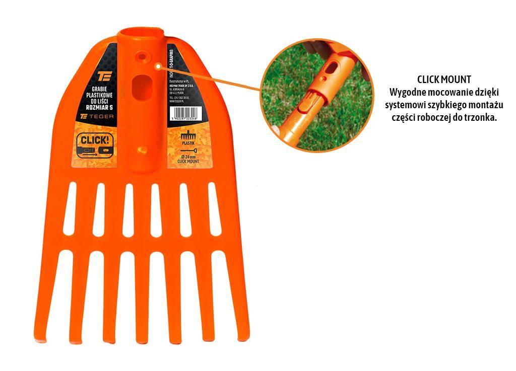 Grabie plastikowe do liści rozmiar s mocowanie click teger Grabie plastikowe do liści rozmiar s mocowanie click teger - obrazek 2
