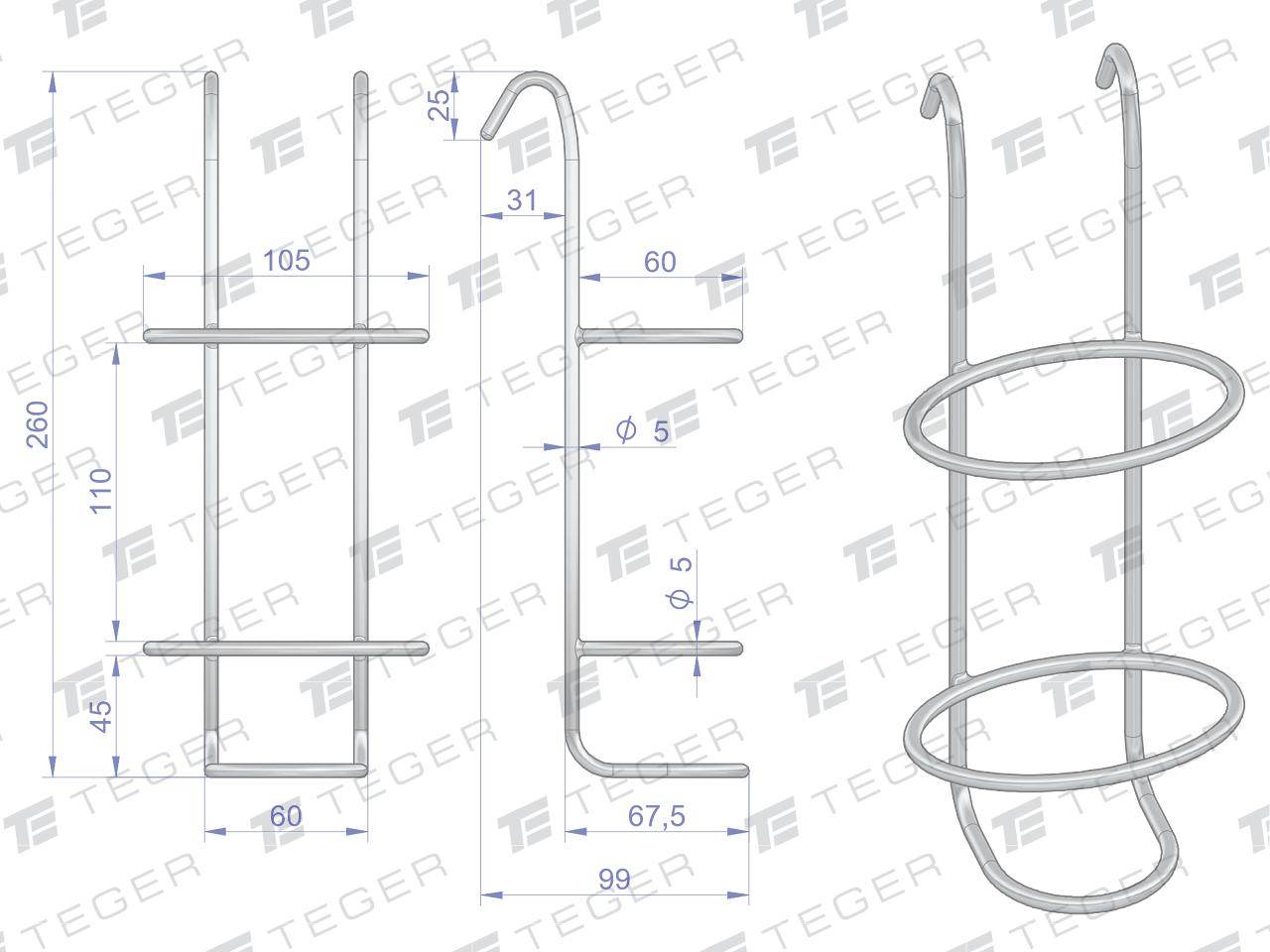 Uchwyt mocujący do mydła i żelu opakowania 500ml teger Uchwyt mocujący do mydła i żelu opakowania 500ml teger - obrazek 2