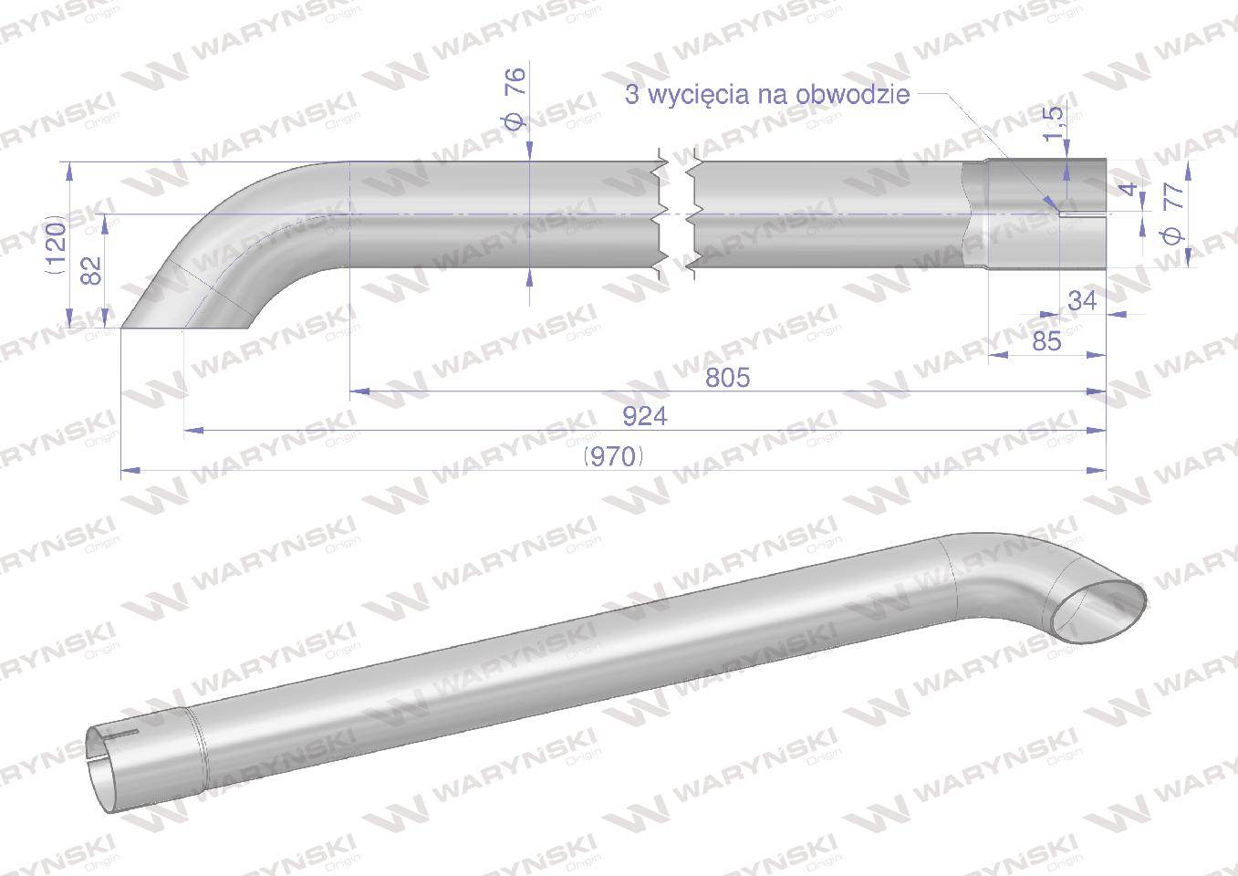 Rura wylotowa do tłumika a184475 inox waryński Rura wylotowa do tłumika a184475 inox waryński - obrazek 2