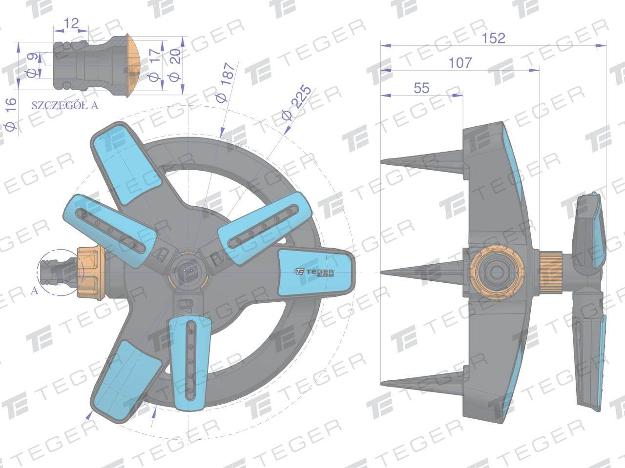 Zestaw ogrodowy 1/2" wąż 20m zestaw natryskowy zegar zraszacz teger Zestaw ogrodowy 1/2" wąż 20m zestaw natryskowy zegar zraszacz teger - obrazek 4