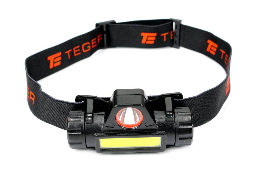 Latarka czołówka led cob 200 lm ładowana usb teger