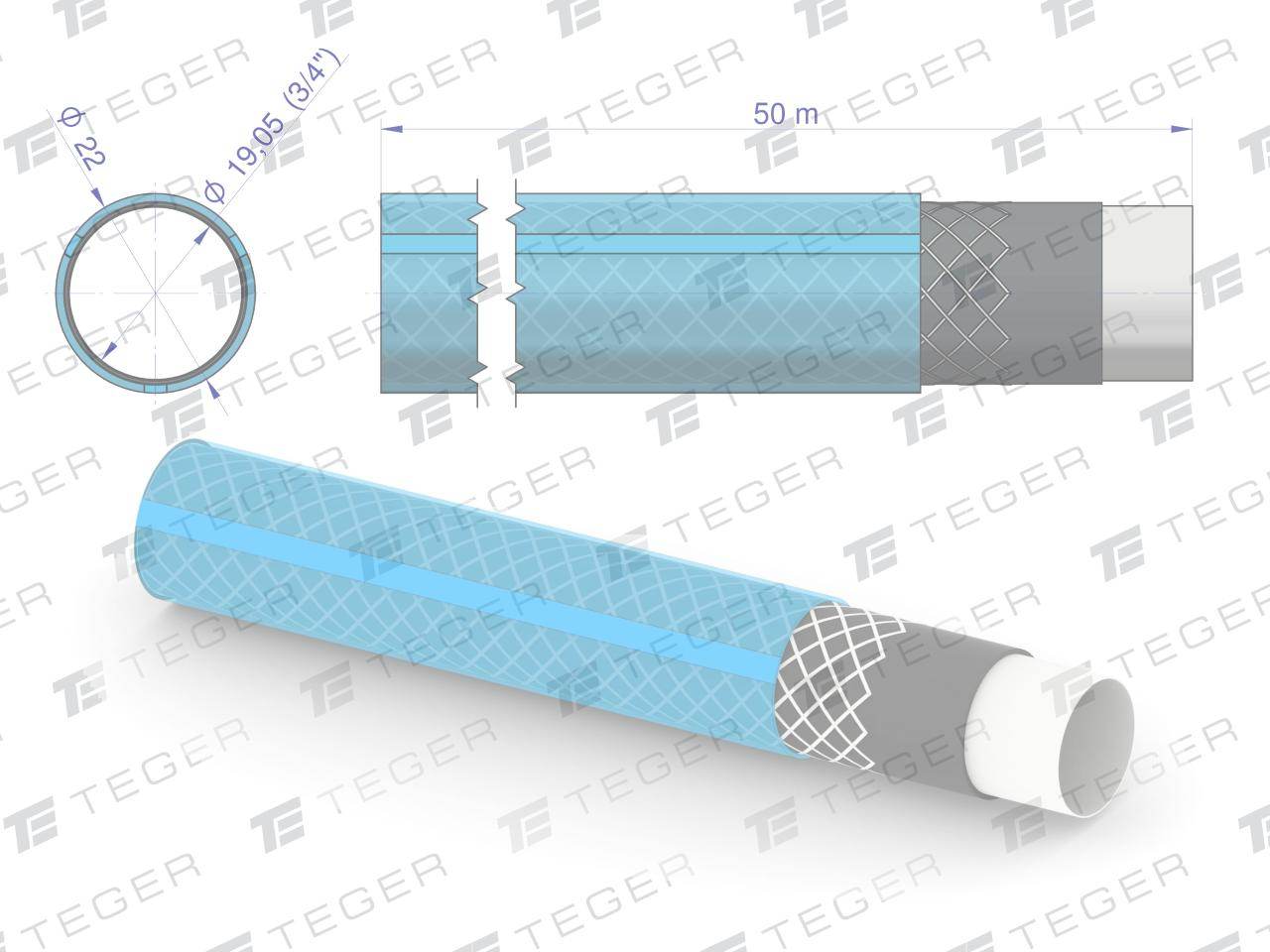 Wąż ogrodowy "standard plus" fi 3/4" 50m teger Wąż ogrodowy "standard plus" fi 3/4" 50m teger - obrazek 3