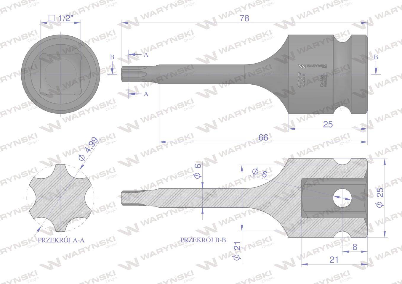 Nasadka udarowa 1/2 gwiazdkowa star t27 waryński Nasadka udarowa 1/2 gwiazdkowa star t27 waryński - obrazek 3