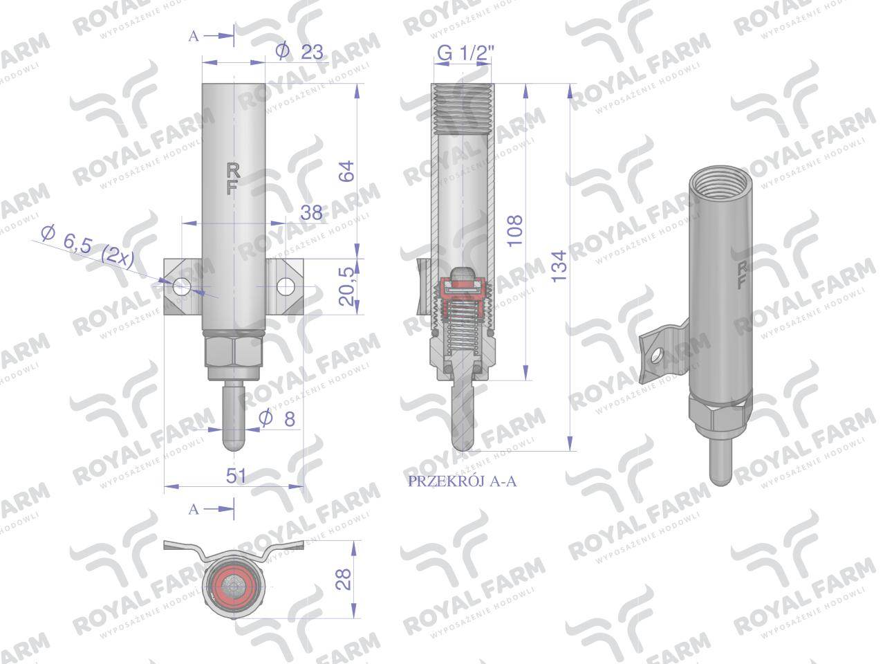 Smoczek do poideł żeliwnych royal farm Smoczek do poideł żeliwnych royal farm - obrazek 2