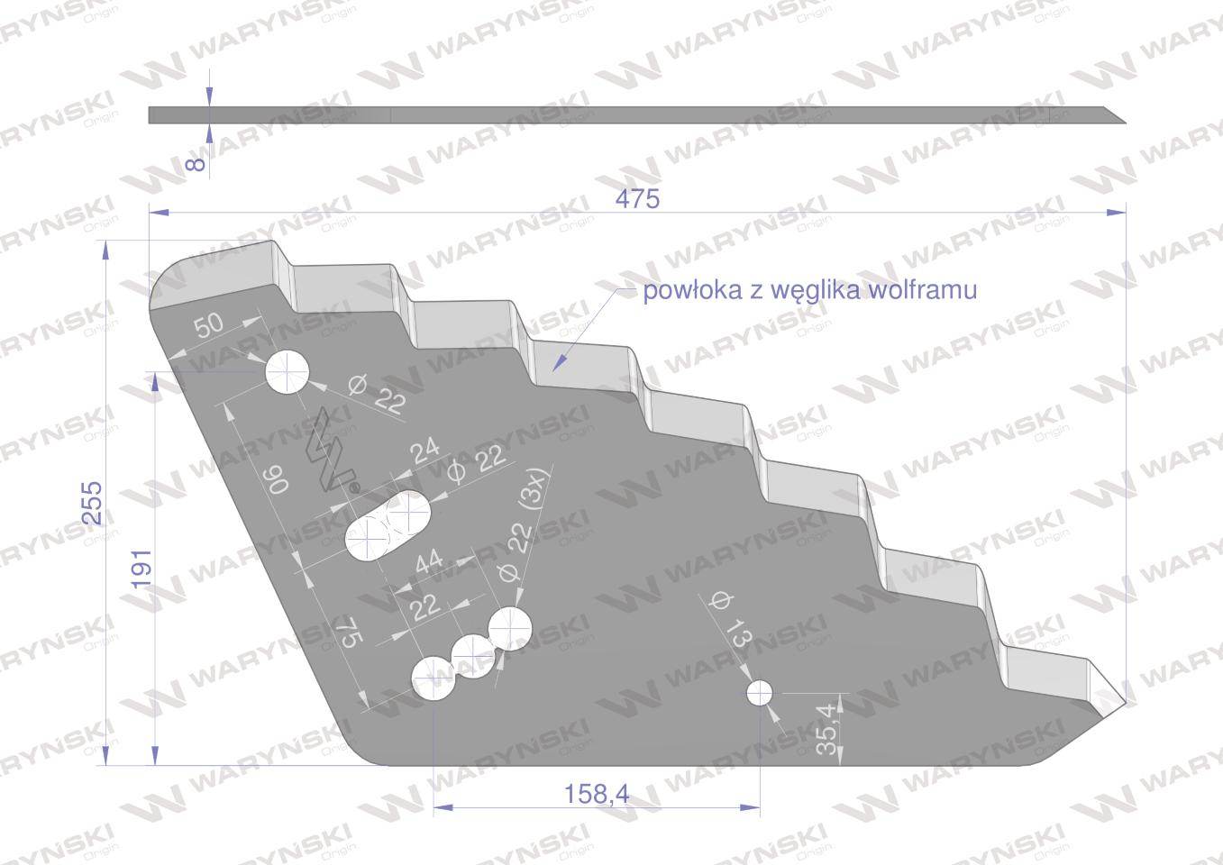 Nóż paszowozu ostrzony od dołu sano mayer z węglikiem wolframu waryński Nóż paszowozu ostrzony od dołu sano mayer z węglikiem wolframu waryński - obrazek 2