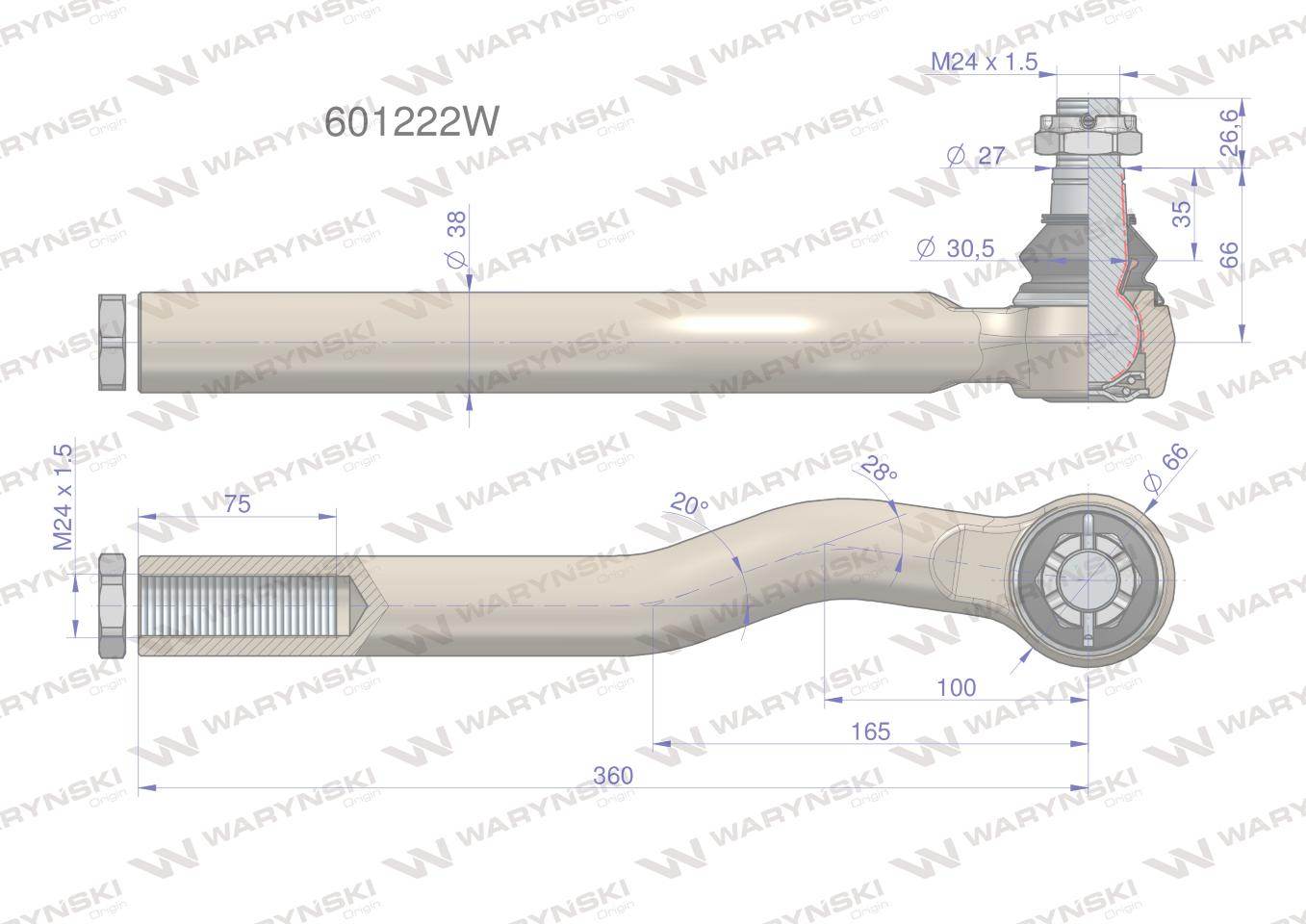 Przegub układu kierowniczego manitou 601222 waryński Przegub układu kierowniczego manitou 601222 waryński - obrazek 3