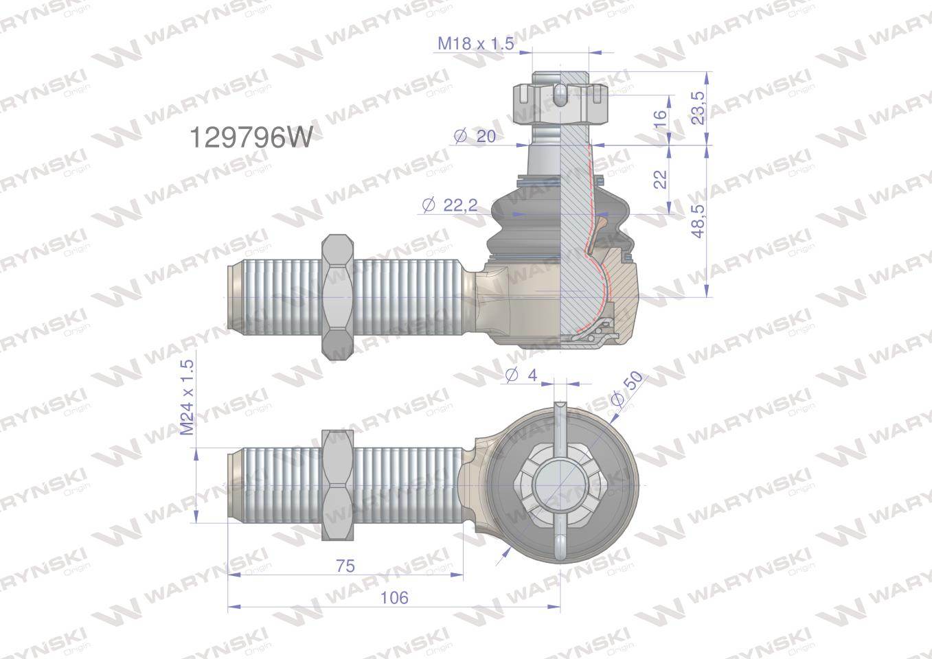 Przegub układu kierowniczego manitou 129796 waryński Przegub układu kierowniczego manitou 129796 waryński - obrazek 2