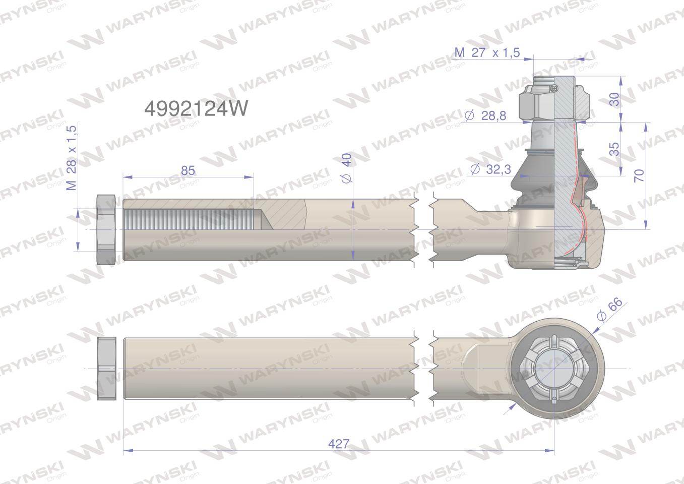 Przegub układu kierowniczego jcb 4992124 waryński Przegub układu kierowniczego jcb 4992124 waryński - obrazek 3