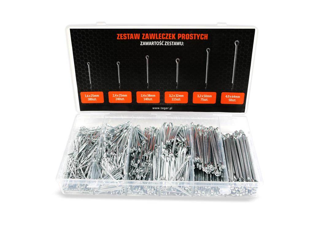 Zestaw zawleczek prostych 1000szt teger Zestaw zawleczek prostych 1000szt teger - obrazek 2