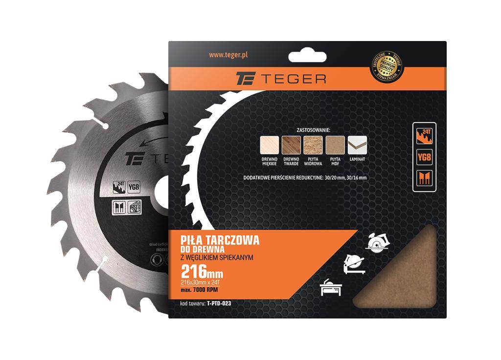 Piła tarczowa do drewna z węglikiem spiekanym 216x30x24t teger Piła tarczowa do drewna z węglikiem spiekanym 216x30x24t teger - obrazek 2